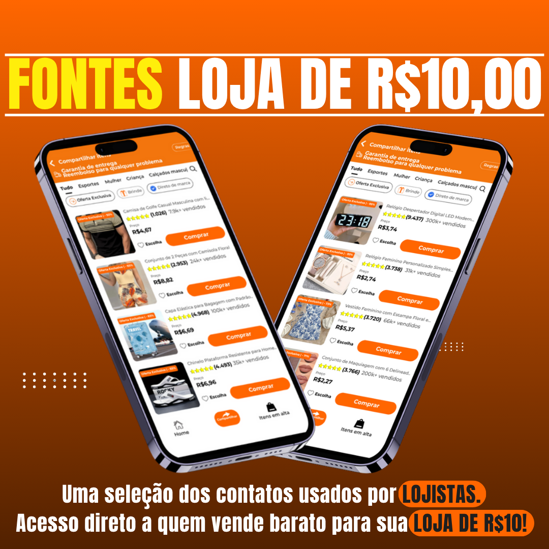  Fontes das Lojas de R$10,00